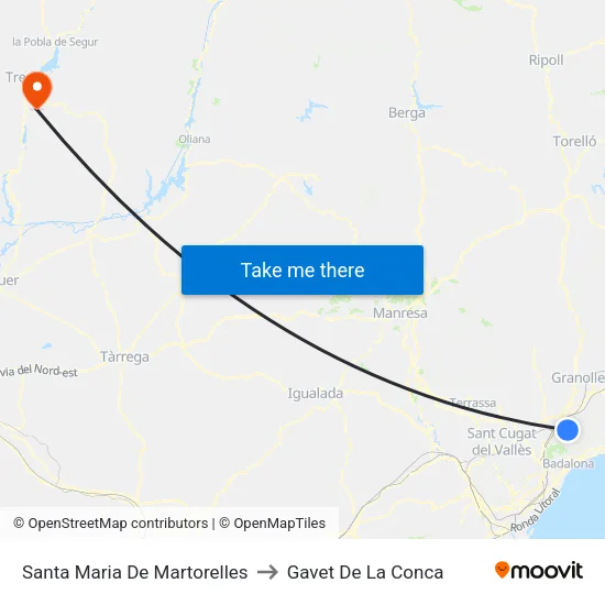 Santa Maria De Martorelles to Gavet De La Conca map