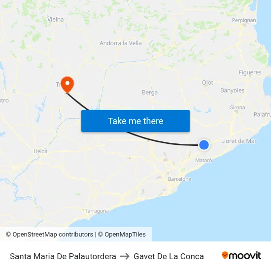 Santa Maria De Palautordera to Gavet De La Conca map