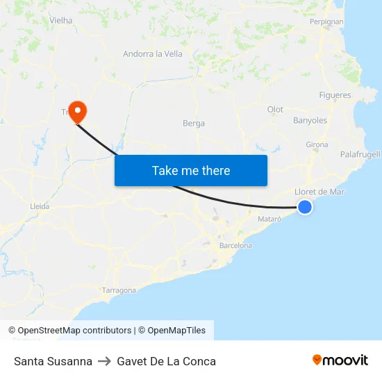 Santa Susanna to Gavet De La Conca map
