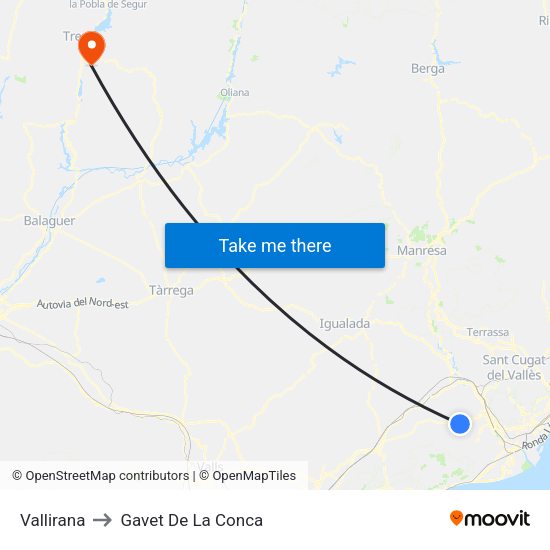 Vallirana to Gavet De La Conca map