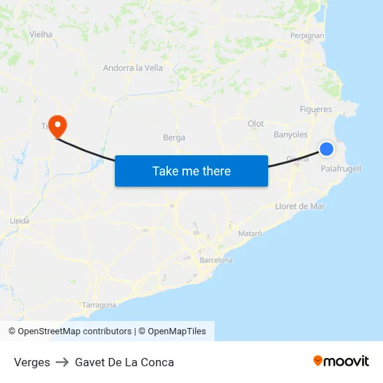 Verges to Gavet De La Conca map