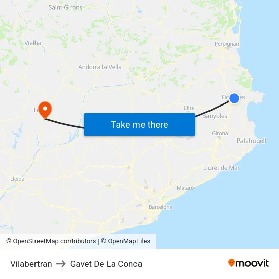 Vilabertran to Gavet De La Conca map