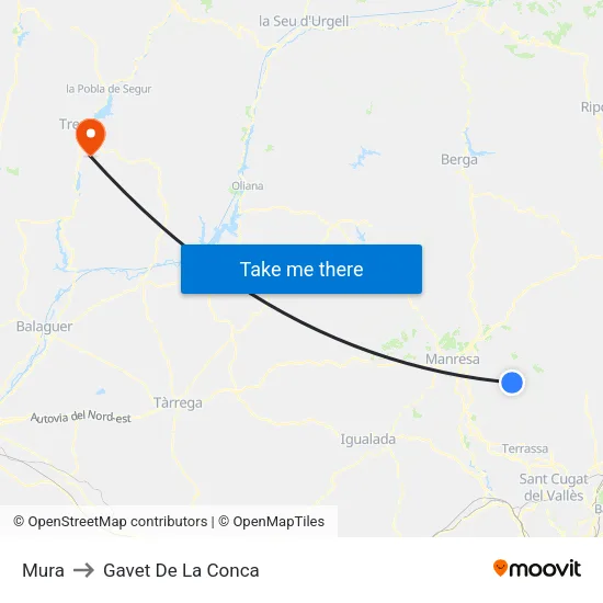 Mura to Gavet De La Conca map
