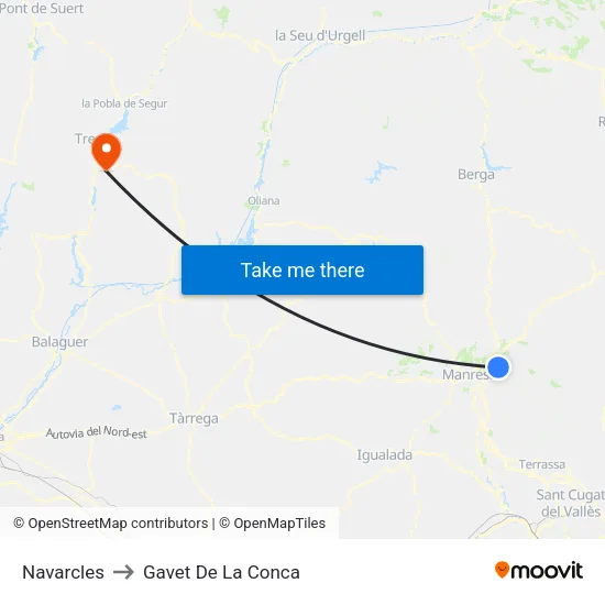 Navarcles to Gavet De La Conca map