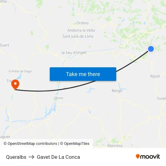 Queralbs to Gavet De La Conca map