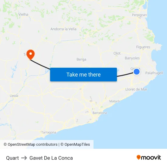 Quart to Gavet De La Conca map