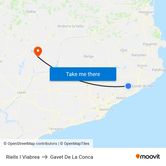 Riells I Viabrea to Gavet De La Conca map
