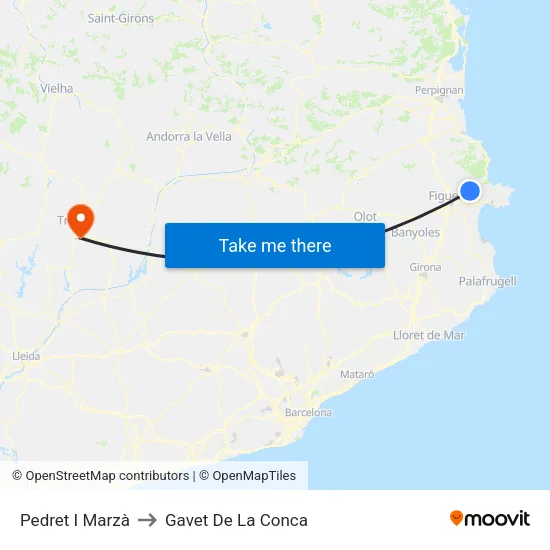 Pedret I Marzà to Gavet De La Conca map