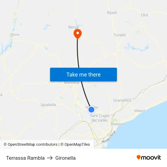 Terrassa Rambla to Gironella map