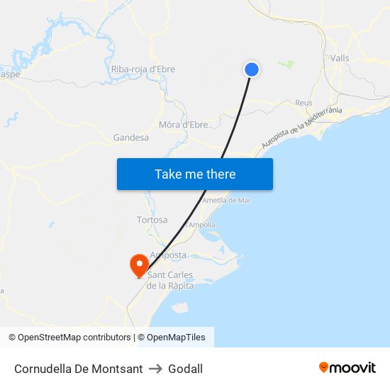 Cornudella De Montsant to Godall map
