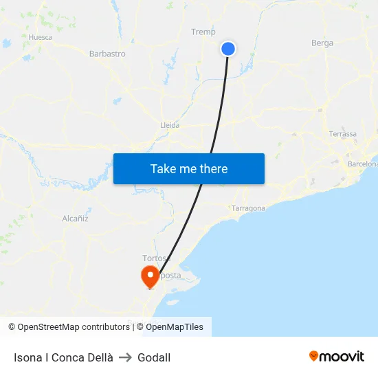 Isona I Conca Dellà to Godall map
