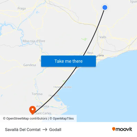 Savallà Del Comtat to Godall map