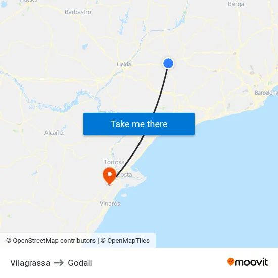 Vilagrassa to Godall map