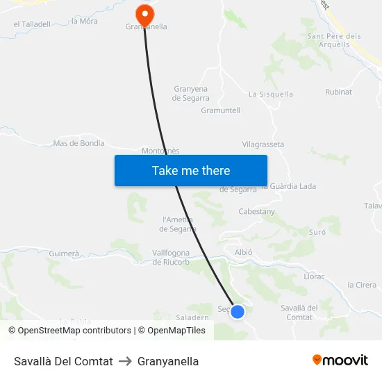 Savallà Del Comtat to Granyanella map