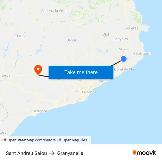 Sant Andreu Salou to Granyanella map