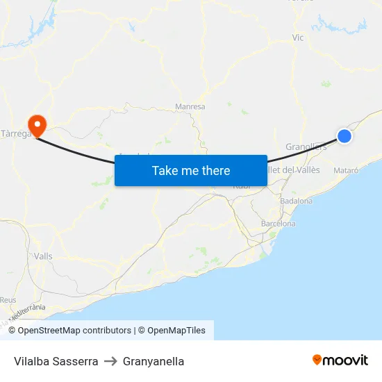 Vilalba Sasserra to Granyanella map