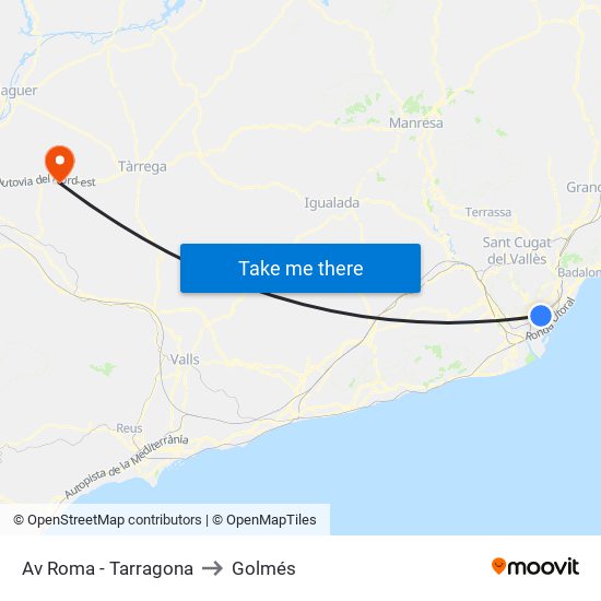 Av Roma - Tarragona to Golmés map