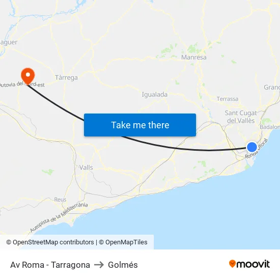 Av Roma - Tarragona to Golmés map