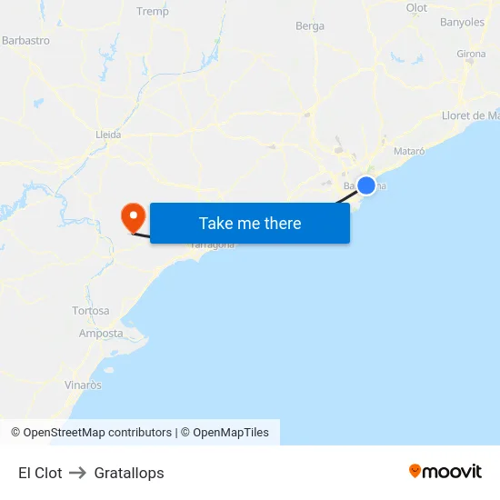 El Clot to Gratallops map