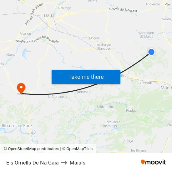 Els Omells De Na Gaia to Maials map