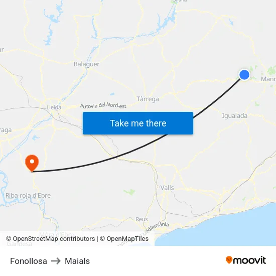 Fonollosa to Maials map