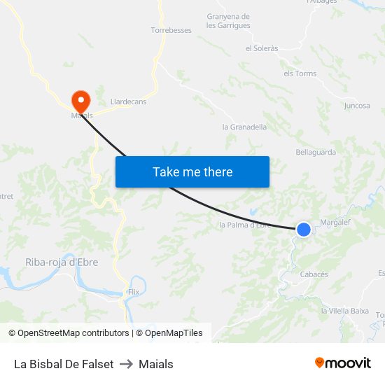 La Bisbal De Falset to Maials map