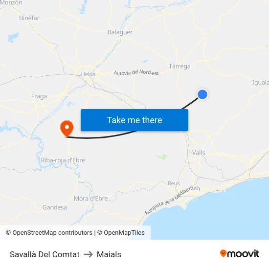 Savallà Del Comtat to Maials map
