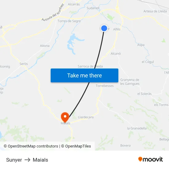 Sunyer to Maials map