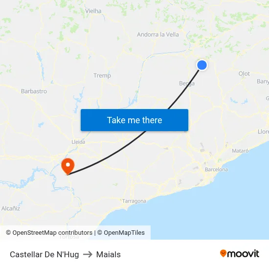 Castellar De N'Hug to Maials map