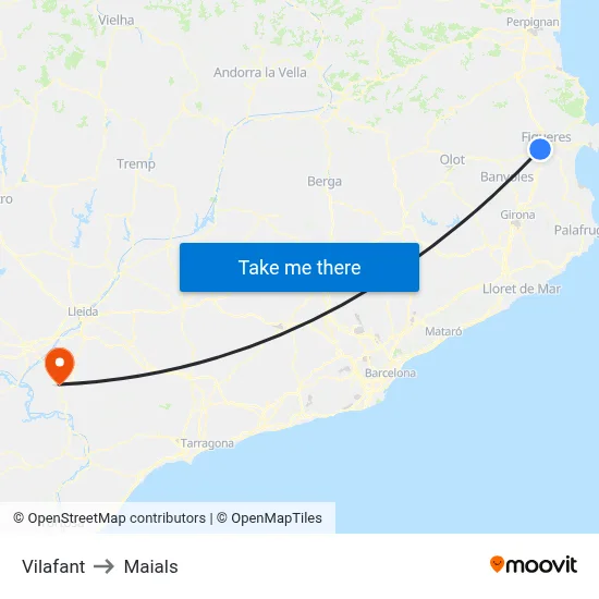 Vilafant to Maials map