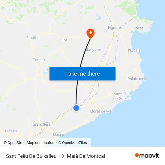 Sant Feliu De Buixalleu to Maià De Montcal map