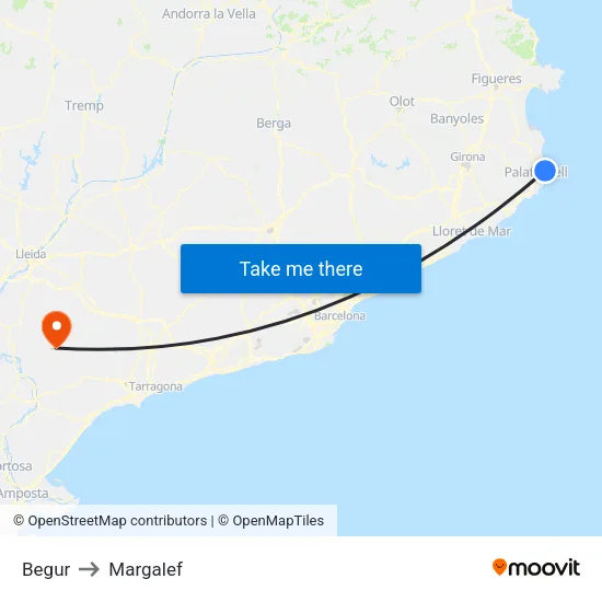 Begur to Margalef map