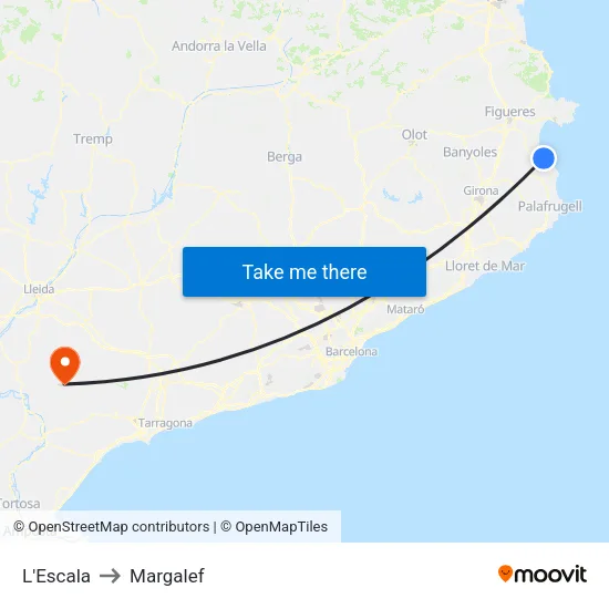 L'Escala to Margalef map