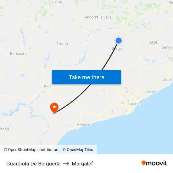 Guardiola De Berguedà to Margalef map