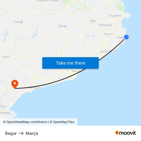 Begur to Marçà map