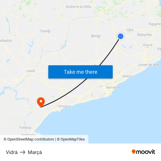 Vidrà to Marçà map