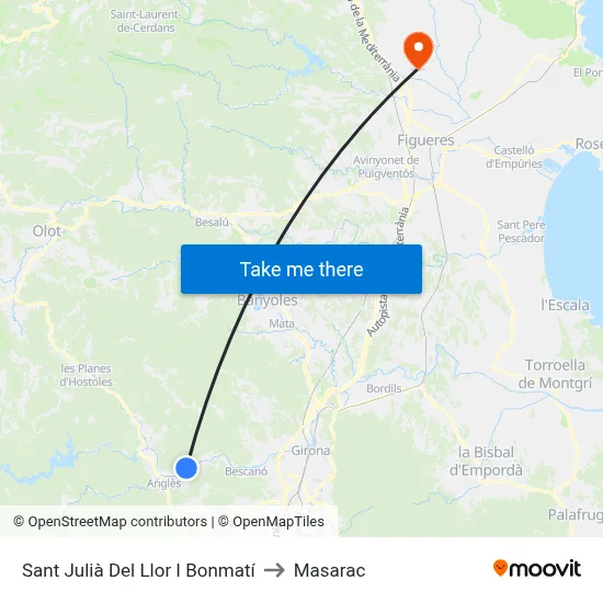 Sant Julià Del Llor I Bonmatí to Masarac map