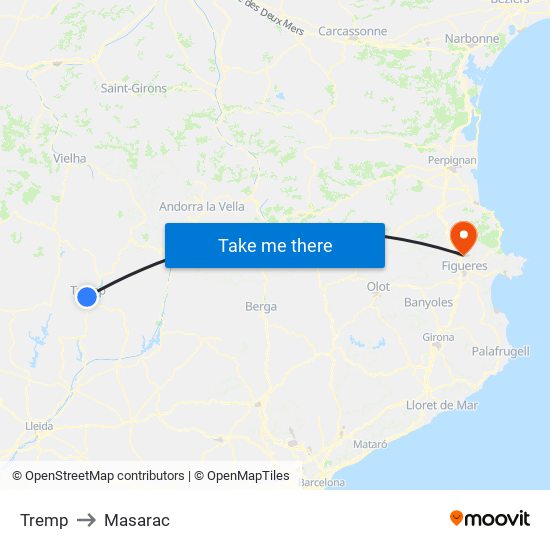 Tremp to Masarac map