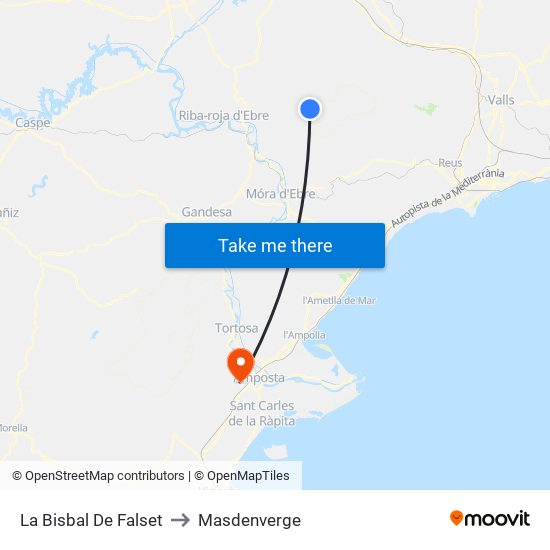 La Bisbal De Falset to Masdenverge map