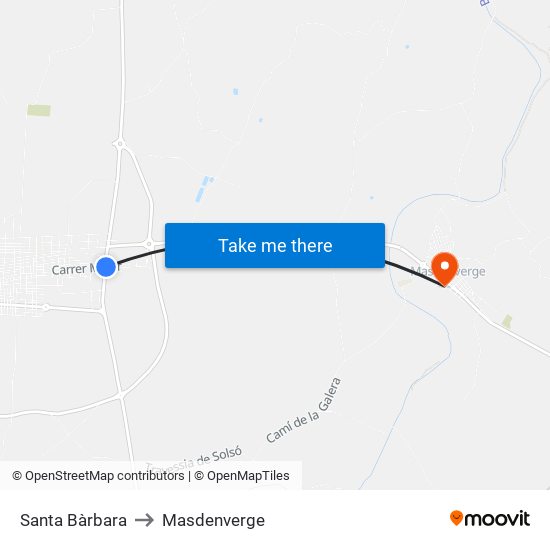 Santa Bàrbara to Masdenverge map