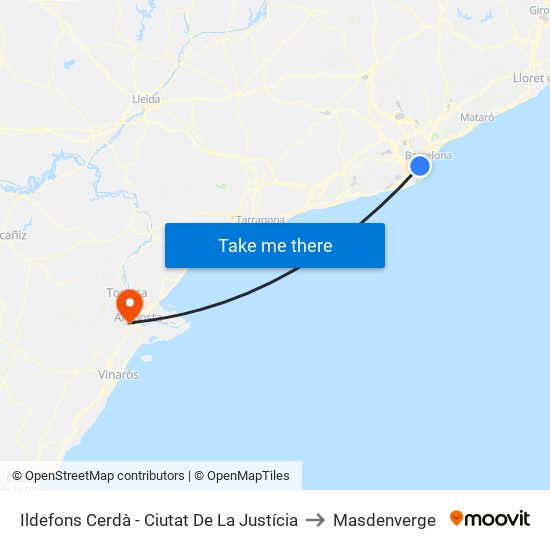 Ildefons Cerdà - Ciutat De La Justícia to Masdenverge map