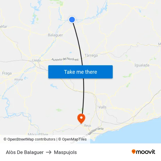 Alòs De Balaguer to Maspujols map