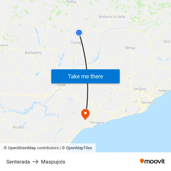 Senterada to Maspujols map