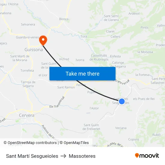 Sant Martí Sesgueioles to Massoteres map