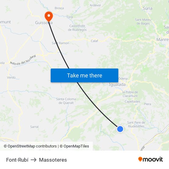Font-Rubí to Massoteres map