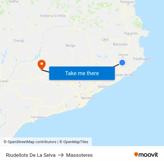 Riudellots De La Selva to Massoteres map