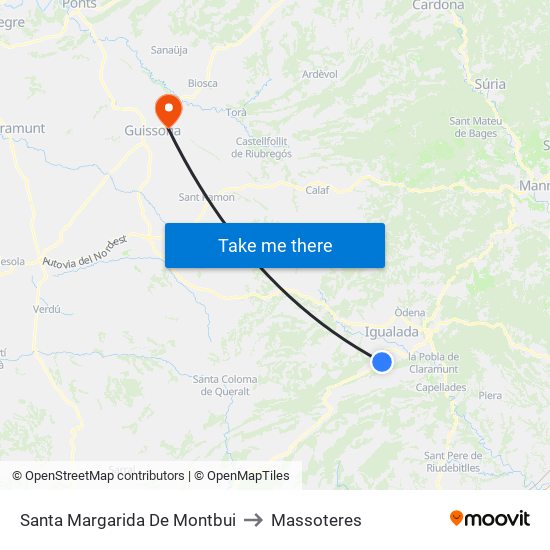 Santa Margarida De Montbui to Massoteres map