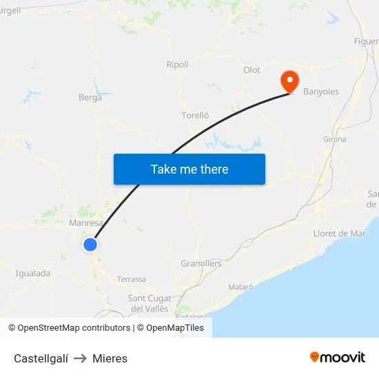 Castellgalí to Mieres map