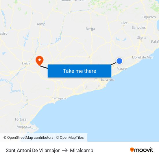 Sant Antoni De Vilamajor to Miralcamp map
