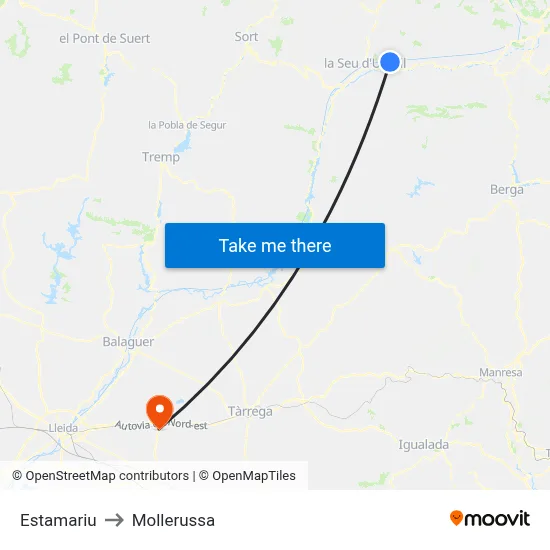 Estamariu to Mollerussa map